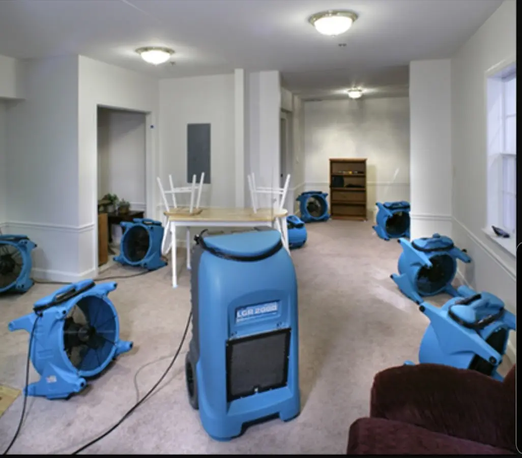 Air movers and dehumidifier setup for Water Extraction & Removal in Vienna